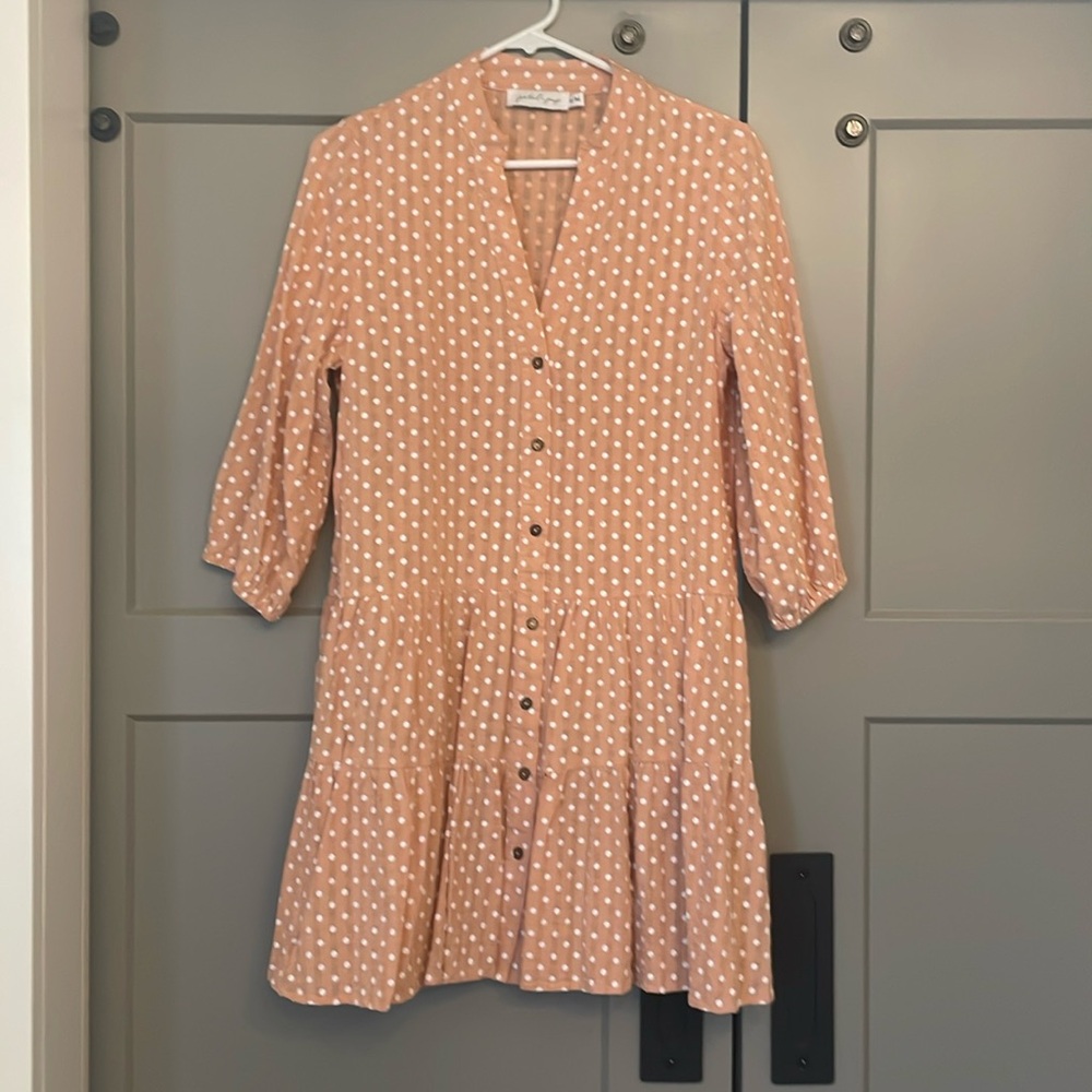 Long sleeve mini dress. Unlined.